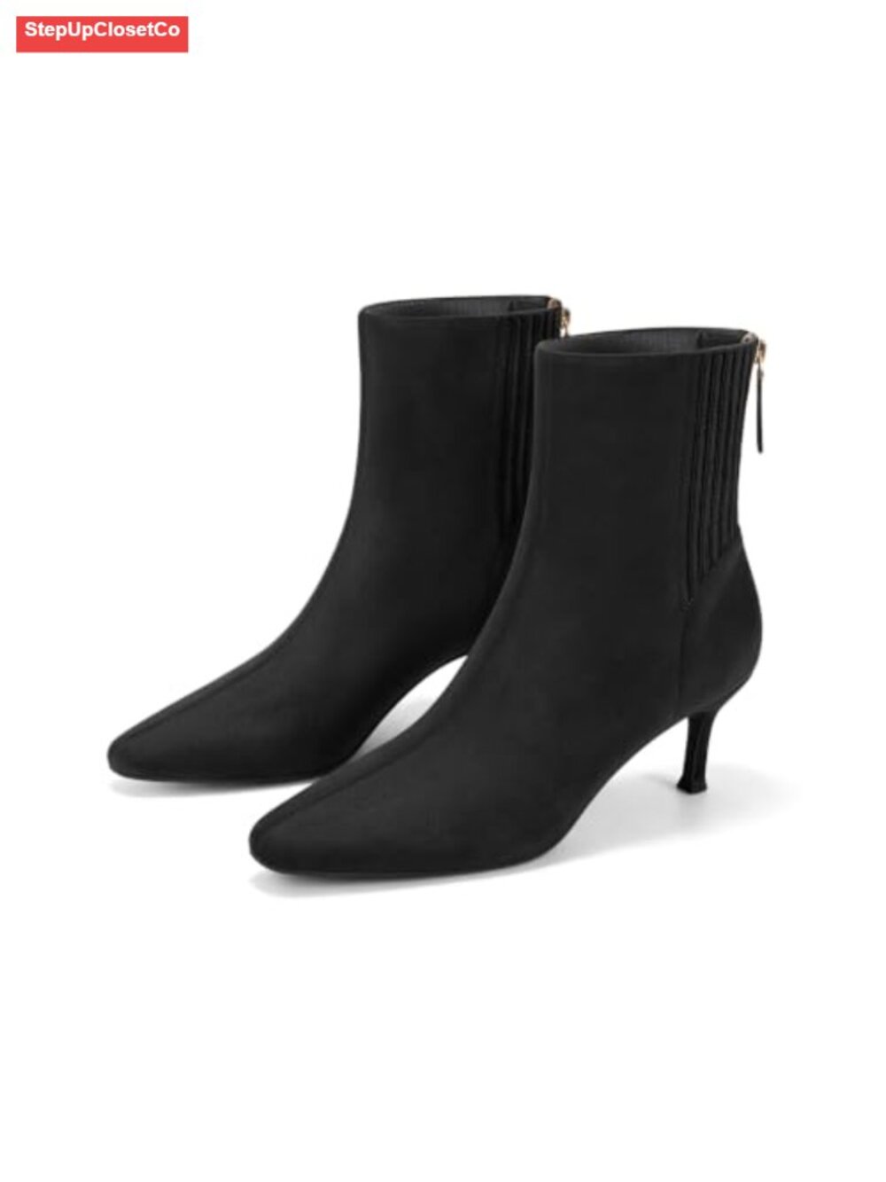 Faux Suede Ankle Boots Kitten Heel Pointed Toe Dress Booties